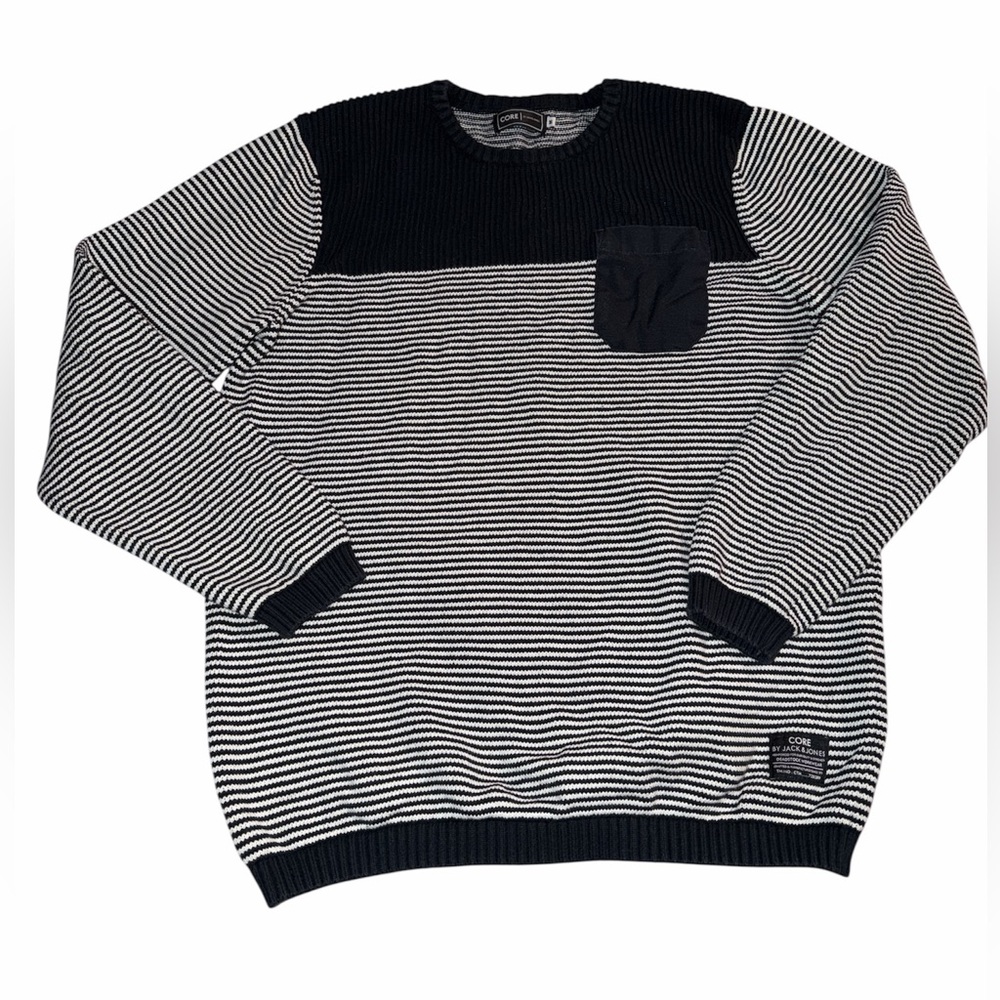 Jack and Jones Navy and White Striped Crewneck Sweater
